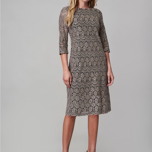 Eliza J Womens Lace Scalloped Boat Neck 3/4 Sleeve Sheath Dress - Picture 1 of 8